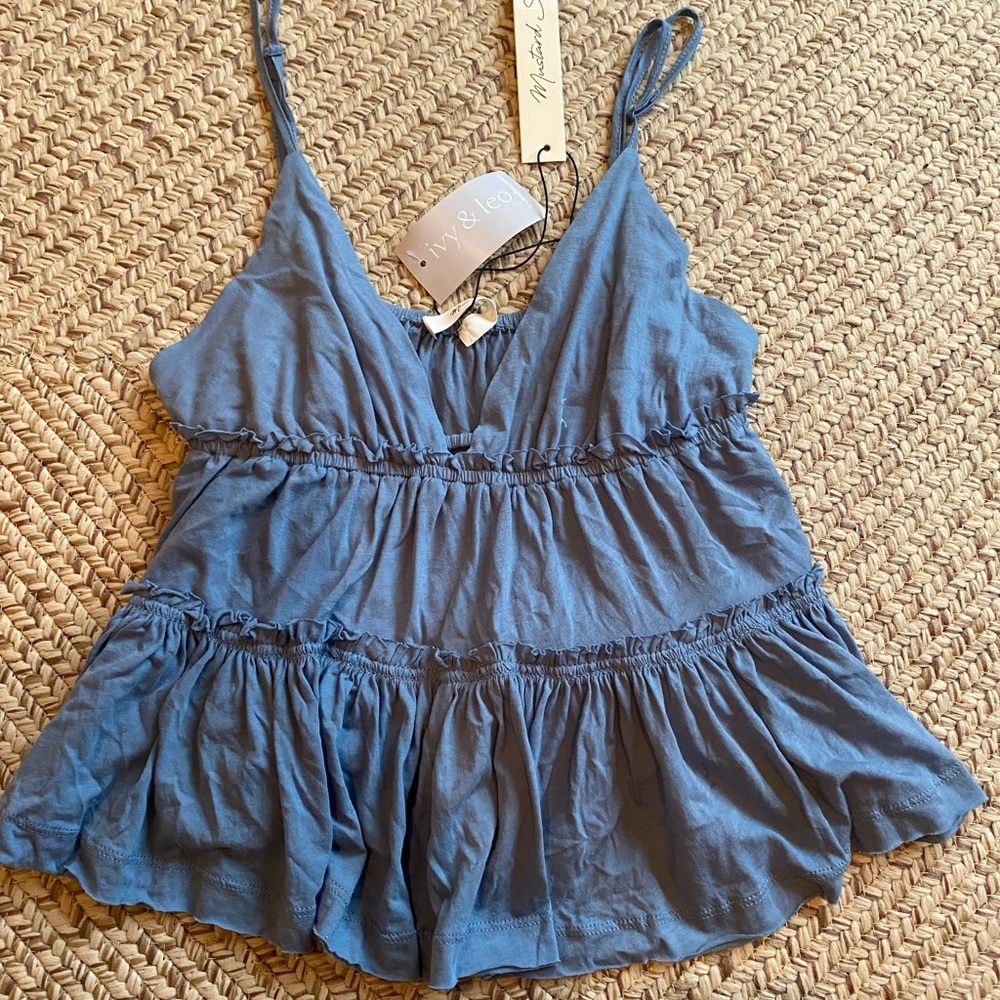 Mustard Seed blue tank top Size L